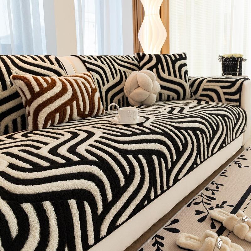 Texture Thick Plush Sofa Cushion Winter New Style Simple Style Dust-Proof Cushion Cover Cloth Sofa Towel Home Couch Decor