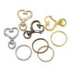 20pcs/Set Heart-shaped Rotary Lobster Clasp with Key Ring for Key Chain Bag Holder Keychain for DIY Jewelry Making Supplies