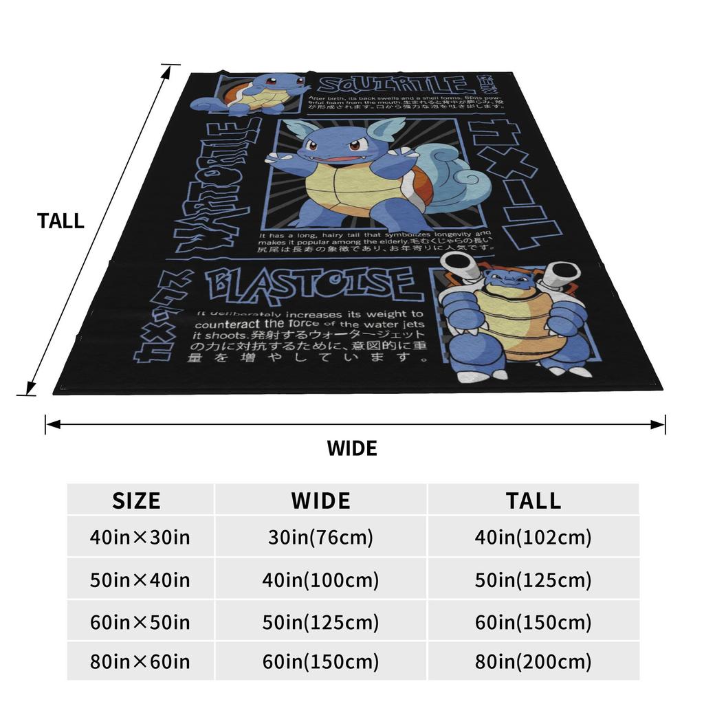 Warm BlanketKids Adult Decorative Pokemon Sauirtle Evolucion Bedding Throws  Flannel Bedspread For Street Trend Sofa Bed Cover