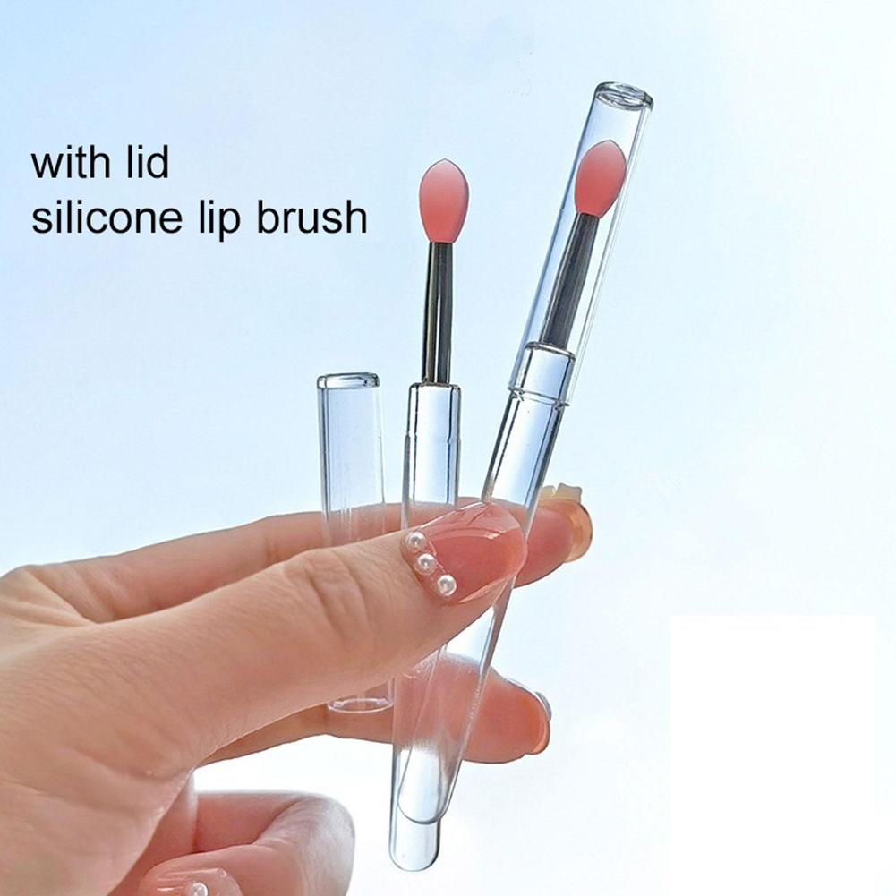 Portable Silicone Lip Brush, Small Brush With Cover Application, Lipstick For Dustproof Brush C1S6