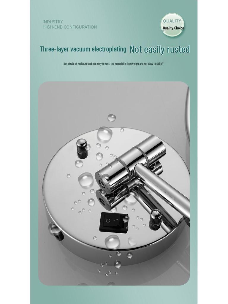 Wall-Mounted LED Double-Sided Bathroom Makeup Mirror with Light and Magnifying Function
