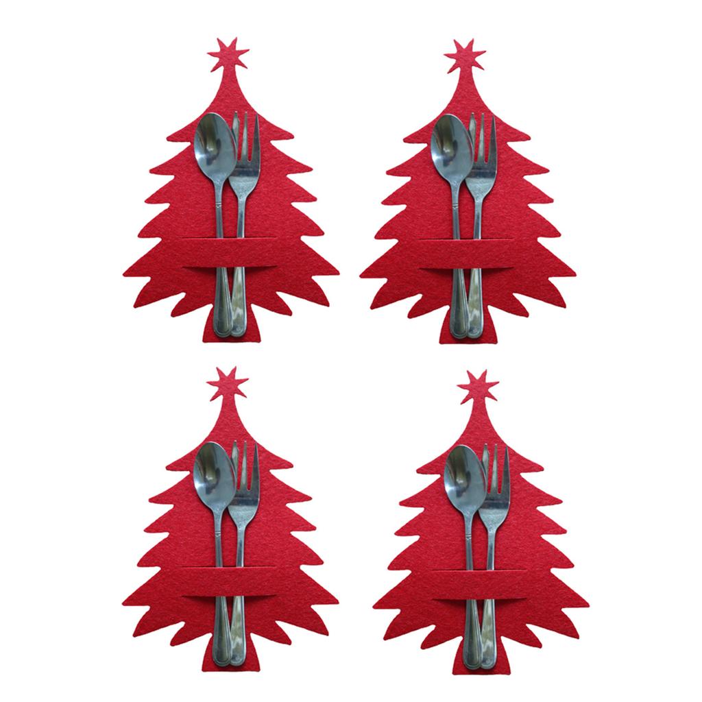 4pcs Christmas Tree Cutlery Holder for Kitchen Tableware Fork Knife Spoon Bags