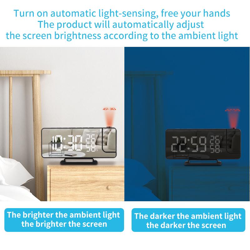 Best Price Home Desk Table Decoration Analog/Digital Projection Alarm Clock Radio LED Display Featuring Electronic Movement Type