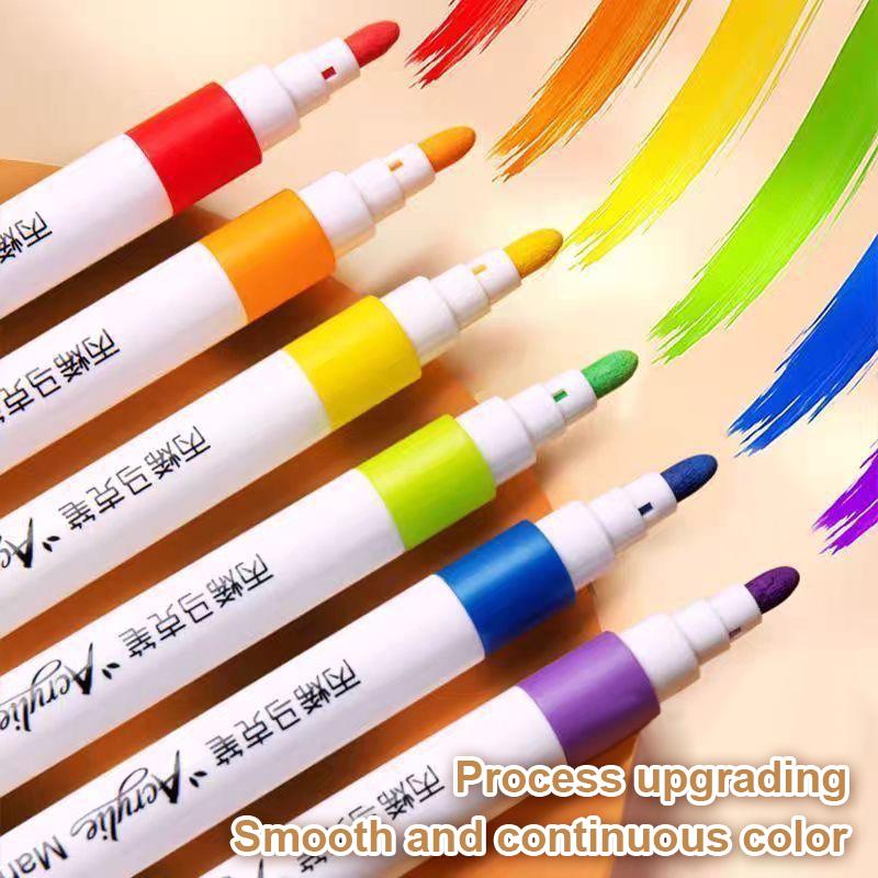 12-80 Colors Acrylic Paint Art Marker Pens DIY Hand Drawn Painting Drawing for Glass Fabric Card Ceramic Stone Mug Clothes Shoes