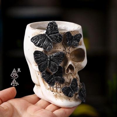 Graniczny Halloweenowy Motyl Czaszka Żywiczny Ozdobny Pojemnik na Długopisy