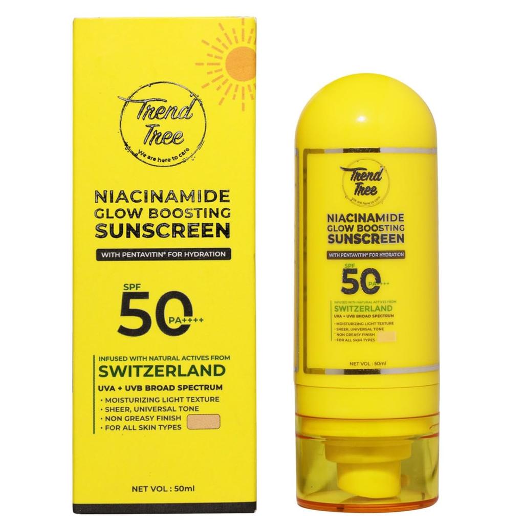 TRENDTREE® Glow-Enhancing Tinted Sunscreen SPF 50 PA++++ with Niacinamide & Kakadu Plum | Lightweight Hydrating Gel | No White Cast, Non-Greasy,