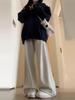 Women's Blue Hooded Sweatshirt Sweater - Autumn/Winter 2025, Lazy Style, Loose Knit Korean Design