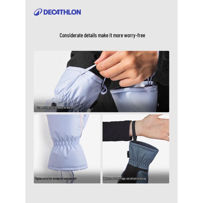 Decathlon Adult Windproof Waterproof Fleece-Lined Ski Gloves