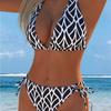 1011 New Bikini Two-piece Set European and American Neck Strap Sexy Swimsuit Printed Swimsuit Set