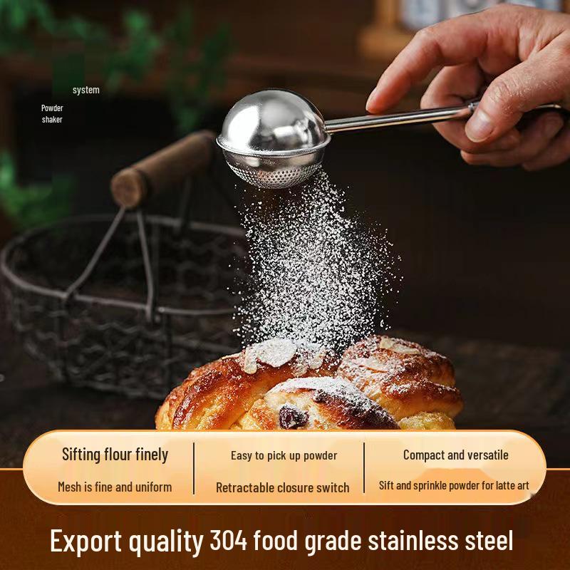 Stainless Steel Cocoa, Sugar & Flour Duster – Ideal for Baking & Latte Art