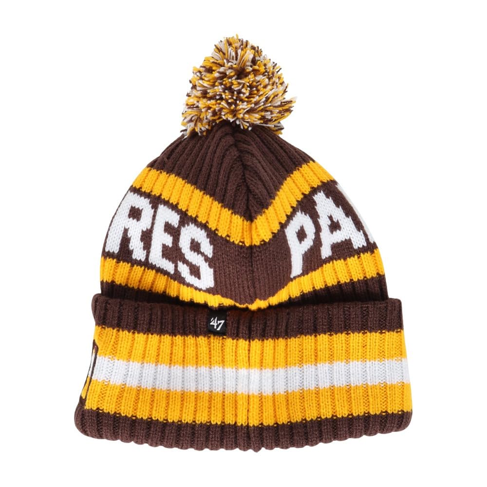 '47brand '47BRAND MLB Pom-Pom Knit Hat, Cuff Knit, SD Brown, Free Size, 47A-CFKN-B-BERNG21ACE-BW