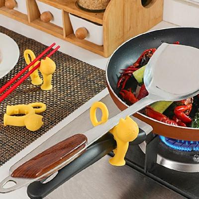 Spill Proof Silicone Spoon Rest Kitchen Tool With Cartoon Cats Design Multifunctional Cooking Utensils Holder Lid Lifter