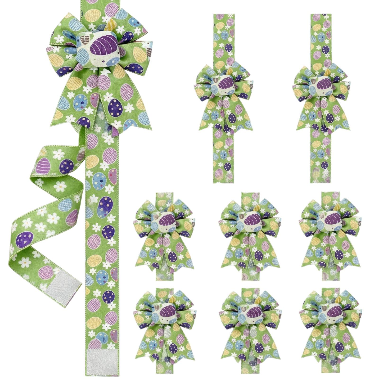 Easter Egg Cabinet Decorated With Bow, Easter Cabinet Decorated With Ribbon Bow Suitable For Window And Kitchen Decoration