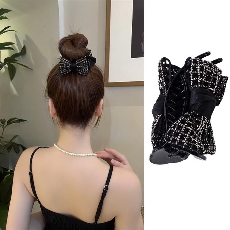 Korean Style Rhinestone Flower Top Knot Claw Clip for Women - 2025 Hairpin Headwear Fashion