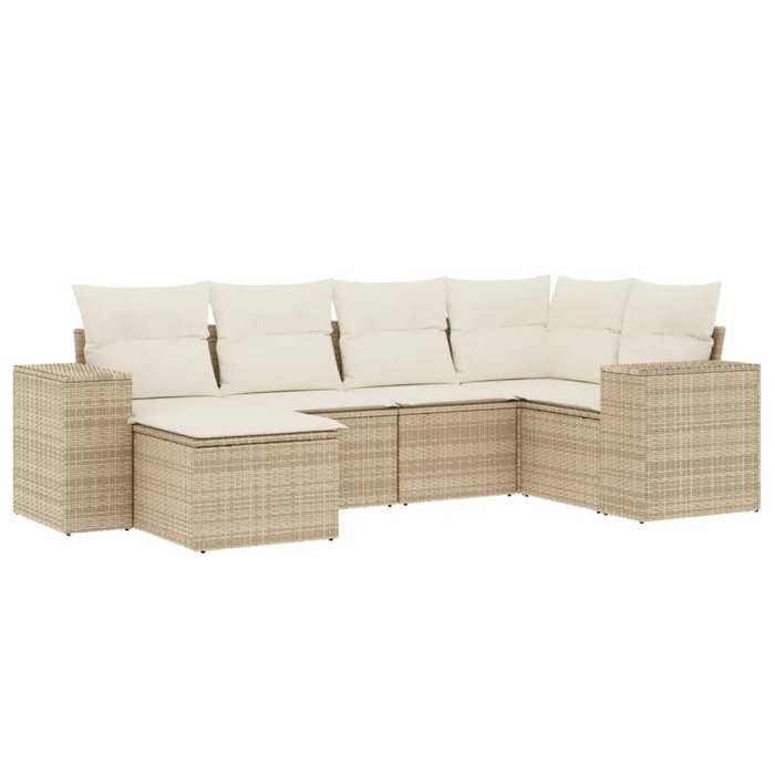 VidaXL Garden Lounge Set with Cushions 6 Pcs, Patio Sofas, Patio Furniture Set, Outdoor Furniture, Beige 3255195