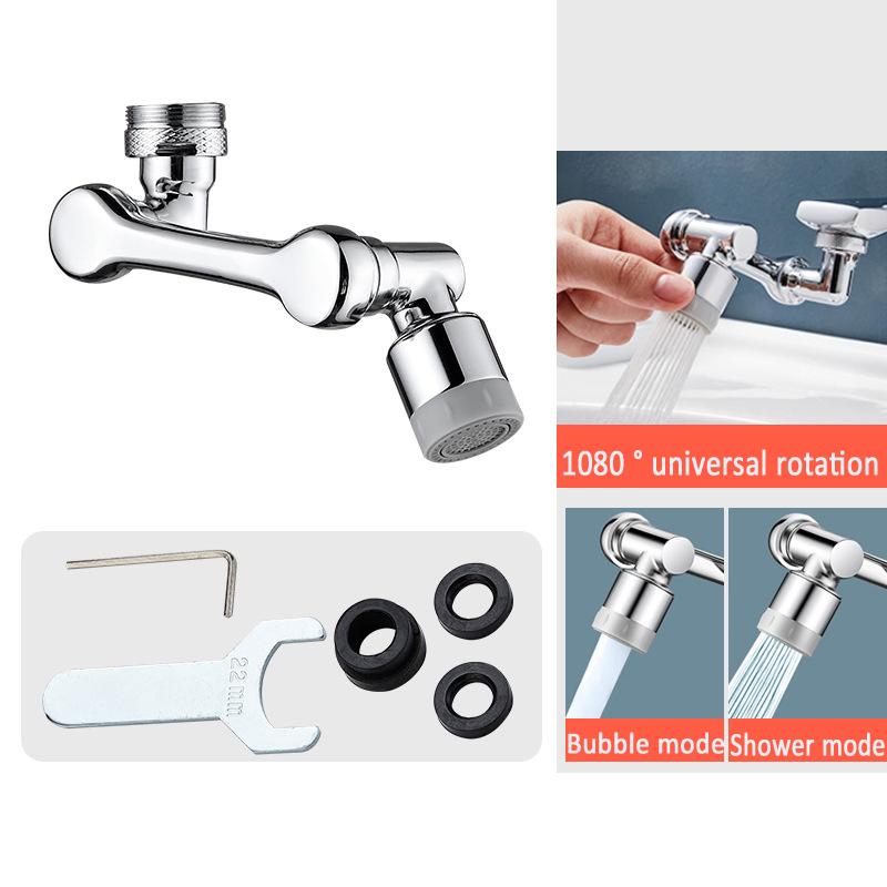 Brass Material Universal 1080 °Swivel Robotic Arm Swivel Extension Faucet Aerator Kitchen Sink Faucet Extender 2Water Flow Mode