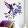 Cartoon Aesthetic Purple Floral Hummingbird Wall Stickers, Self-Adhesive Decor for Room Bedroom Decoration