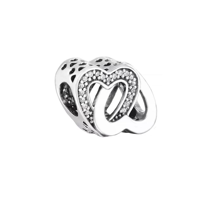 Diy Women Jewelry Gifts Sparkling Hearts Series Charms Leveled Hearts Openwork Mom&Heart Beads Fit Original Bracelet Accessories