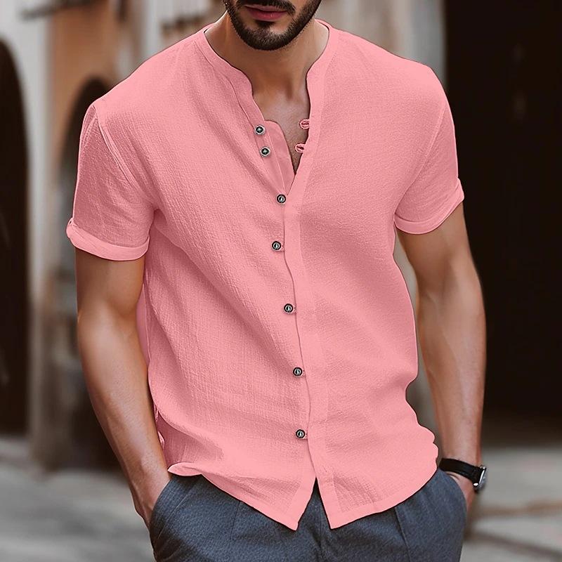 Men's Short-sleeved Shirt Casual Cotton Linen Shirt Breathable Fashion New Summer Men's Top T-shirt for Men