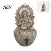 Religious Theme Decorations Sacred Heart of Mary Holy Water Font, Vintage Resin Church Soft Furnishings Basin Wall Hanging, Catholic Decor Ornament