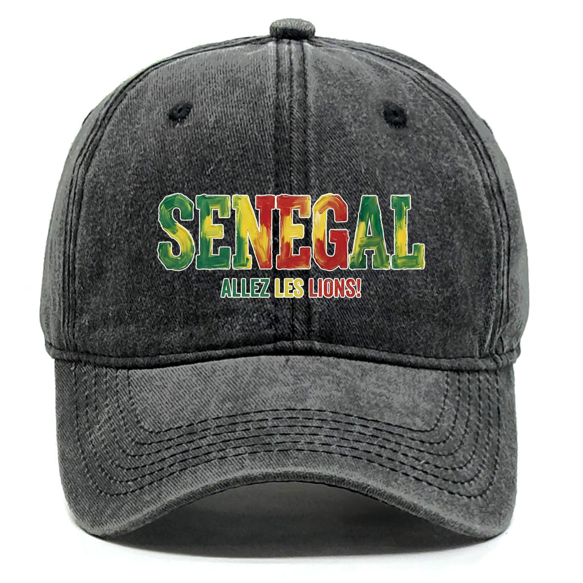 Snapback Baseball Cap With SENEGAL ALLEZ LES LIONS Flag Printed , Adjustable Baseball Hat Vintage Casual Leisure Simple Woman s Cap as the picture чёрный