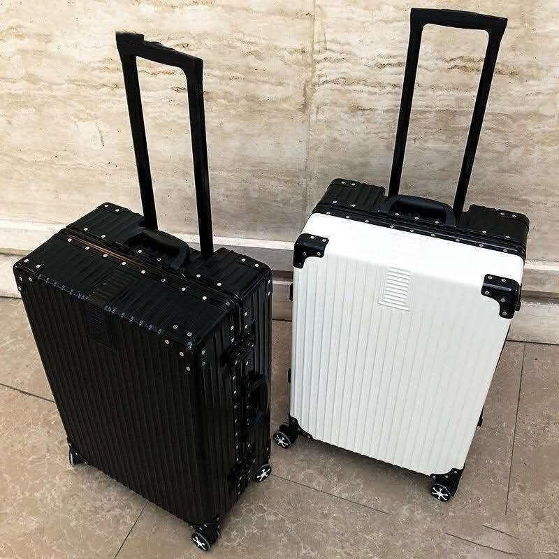 Korean Style Unisex Travel Suitcase: Universal Wheels, Large Capacity, Leather, Combination Lock, Aluminum Frame