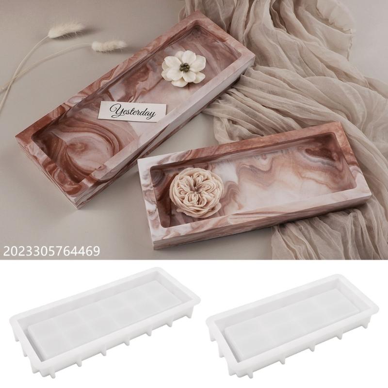 Silicone Tray Molds for Resin DIY Rectangle Mold for Epoxy Casting Jewelry Holder Dish Mold Decorative Candle Tray Mold