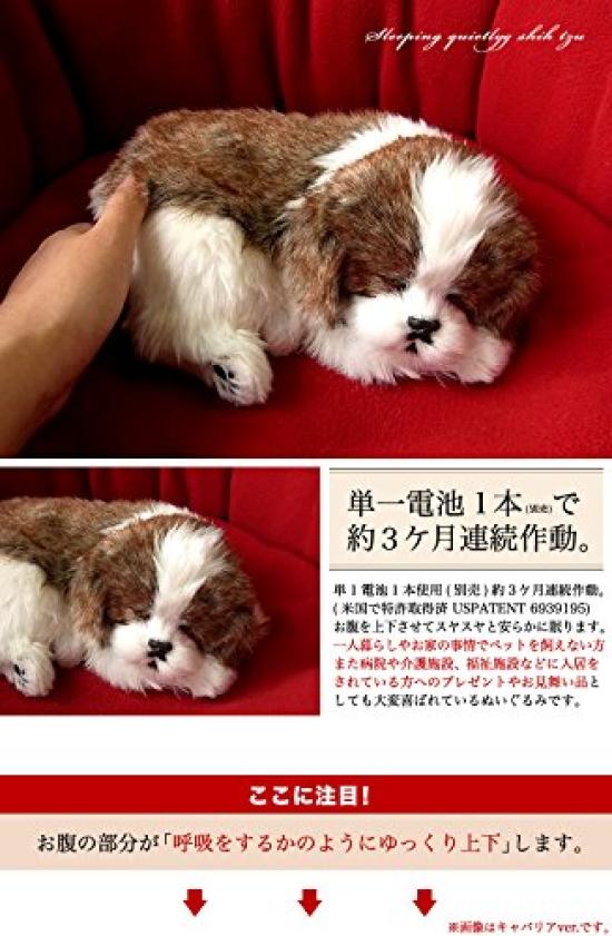 [Ninya a Kino] Perfektní mazlíček Shih Tzu velikosti S (Cca. 22 cm) Plyšový pes Realistický Jako živý Břicho se pohybuje, jako by klidně dýchal