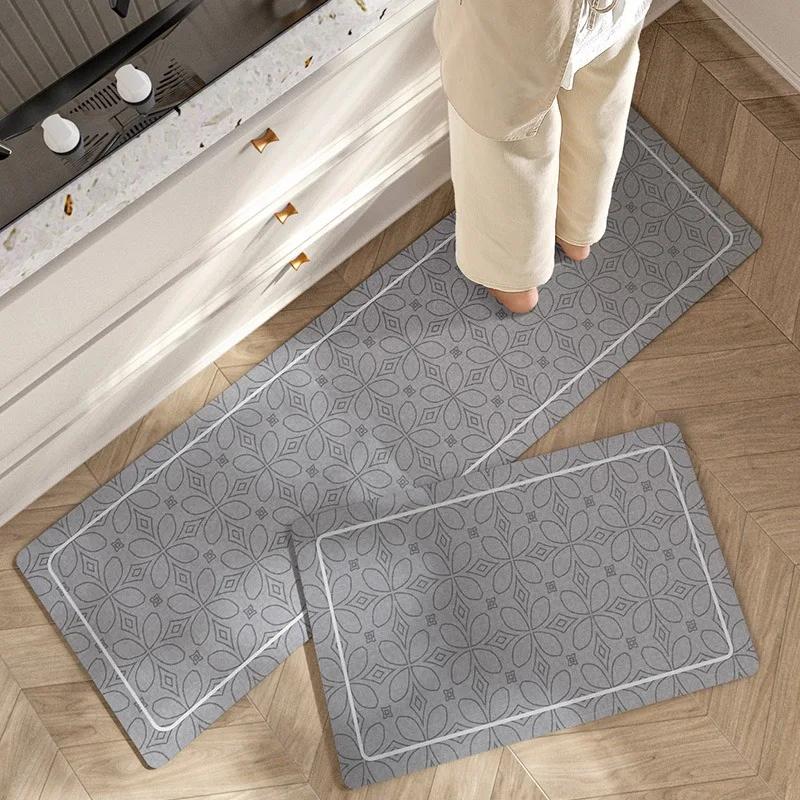 Leather Kitchen Carpet Set Waterproof Non-slip Strip Floor Mat Modern Simple Style High Quality Easy Clean Floor Decorative Rugs