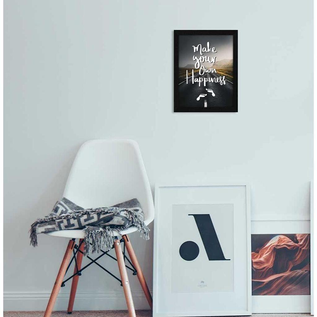 Motivational Quote Make Your Own Happiness Wall Frame Art Painting, Multicolor, Motivational, 10 X 13 Inches, Set of 1