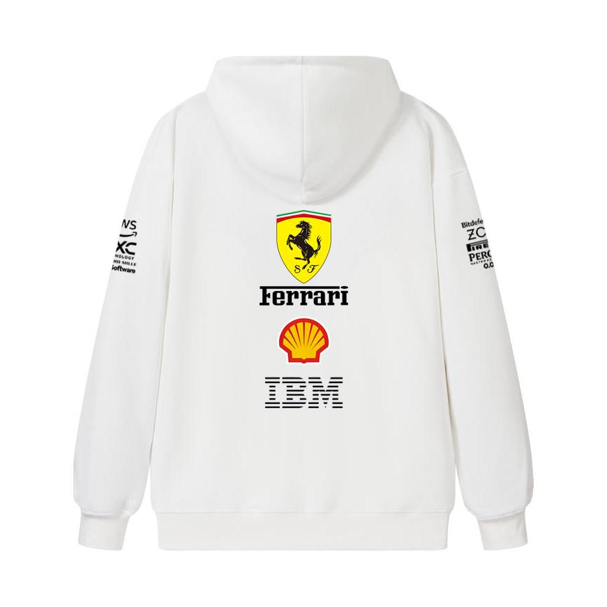 Casal Ferrari Fórmula 1 Equipe de Corrida Estampa Zíper Hoodie Solto Casual Blusão com Capuz e Zíper Moda Streetwear Pulôver