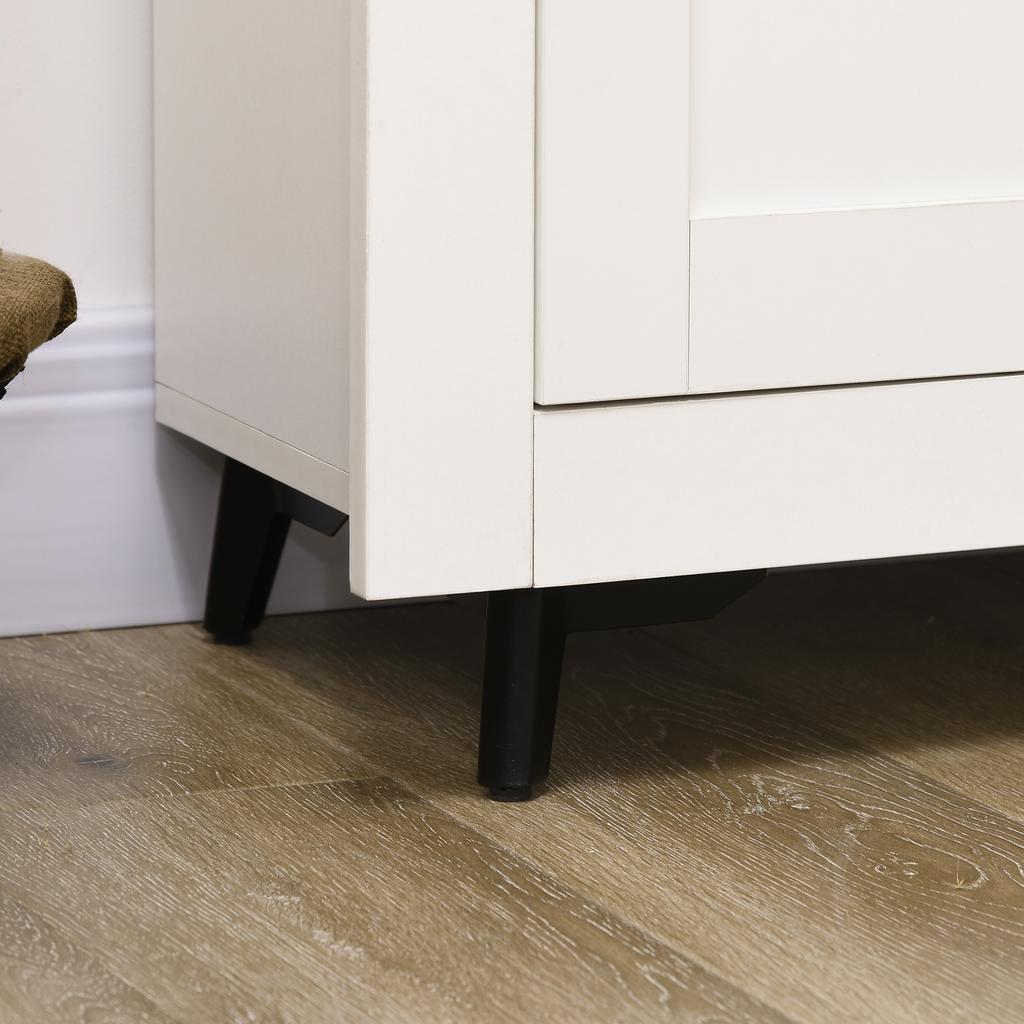 Credenza da cucina con 2 cassetti, 3 ante e ripiano regolabile, per cucina, sala da pranzo, soggiorno, 117 x 35 x 80 cm, bianco