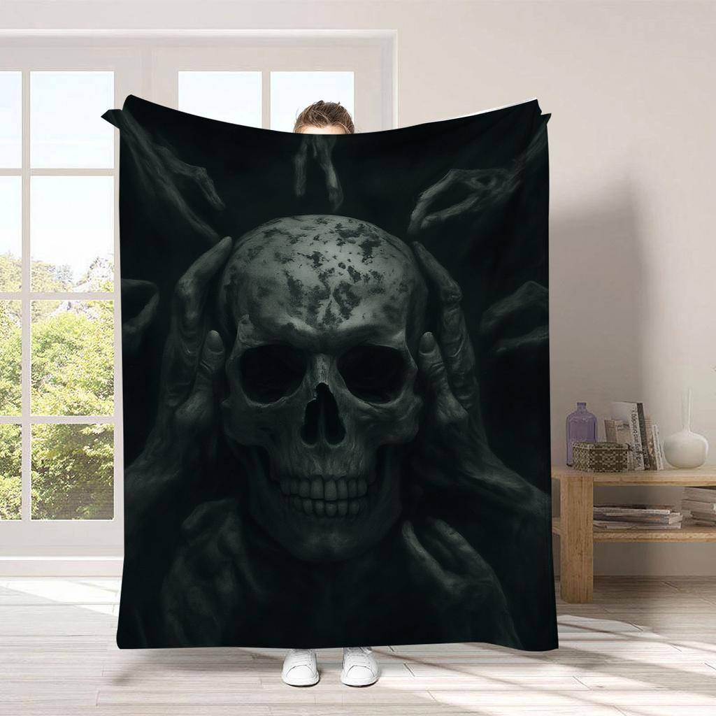 Halloween Flannel Blanket Pink Pumpkin  Ghost Terrifying  Black Cat Gothic Dark  Multiple Sizes Single Person Double Person
