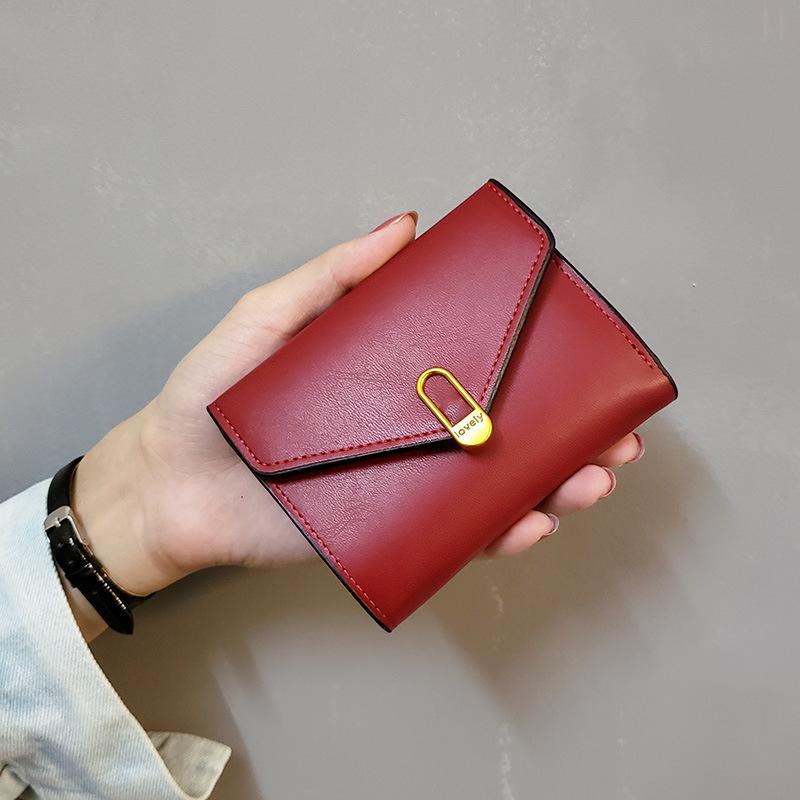 Women PU Leather Tri Fold Wallet Large Capacity Short Purse Envelope Flap Snap Closure Card Holder Coin Pocket ID Window Wallet