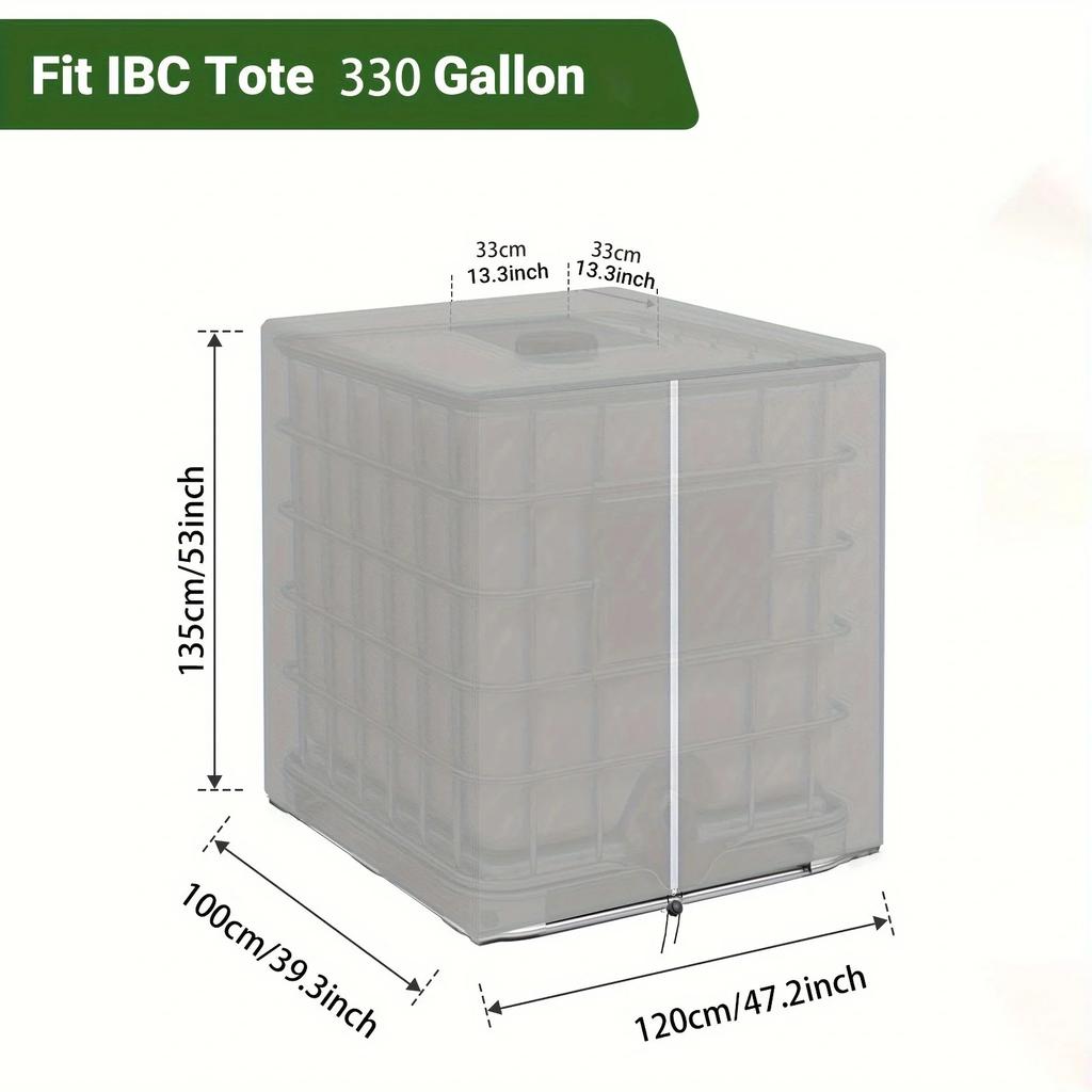 IBC Handbag Cover ZIP Outdoor 1000 Liter Water Tank Cover Sun Protection UV Resistant Garden Shade