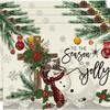 4pcs Non Slip Christmas Placemat Linen Tableware Pad Kitchen Supplies Table Mat  Festival