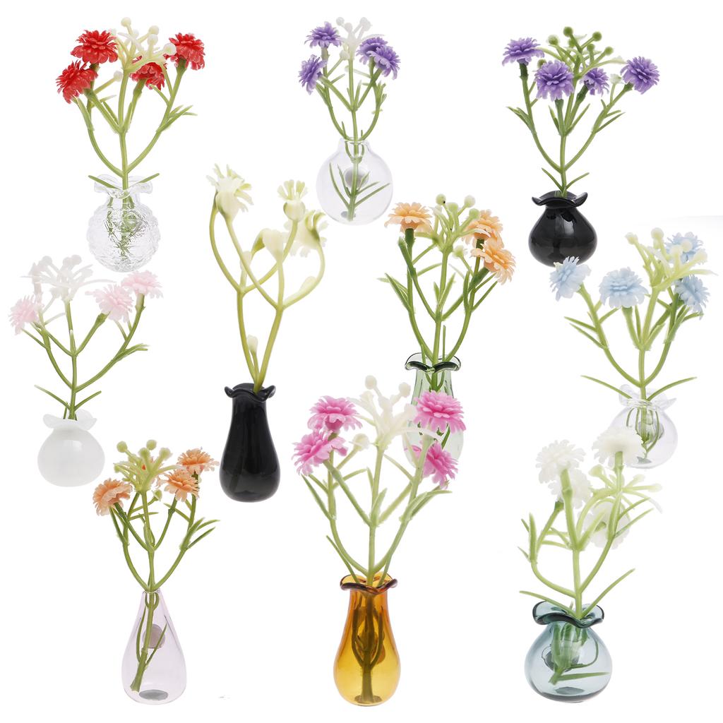 10 Stück Mini-Vase Kühlschrankmagnet Glas Keramik Vase Kühlschrankmagnet Ästhetische Magnete Knospen Pflanzenvasen für Büro und Heimdekoration