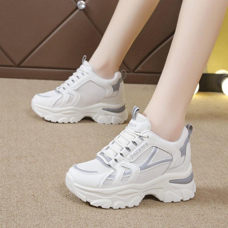 

Женские повседневные кроссовки на скрытой платформе, новинка весна-осень, женская обувь на толстой подошве с контрастными вставками 40 серый