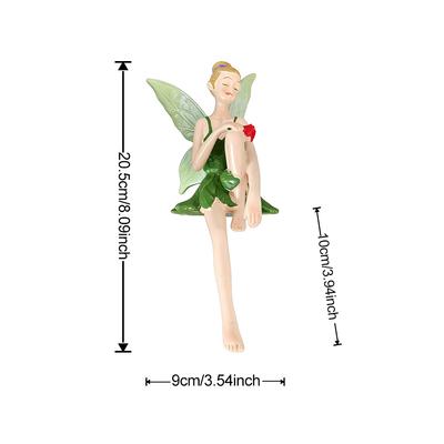 Cute Flower Fairy AB Style Resin Figurine, Aesthetic Elf Girl Sculpture, Mini Garden Landscape Ornament, Home Desktop Art Craft