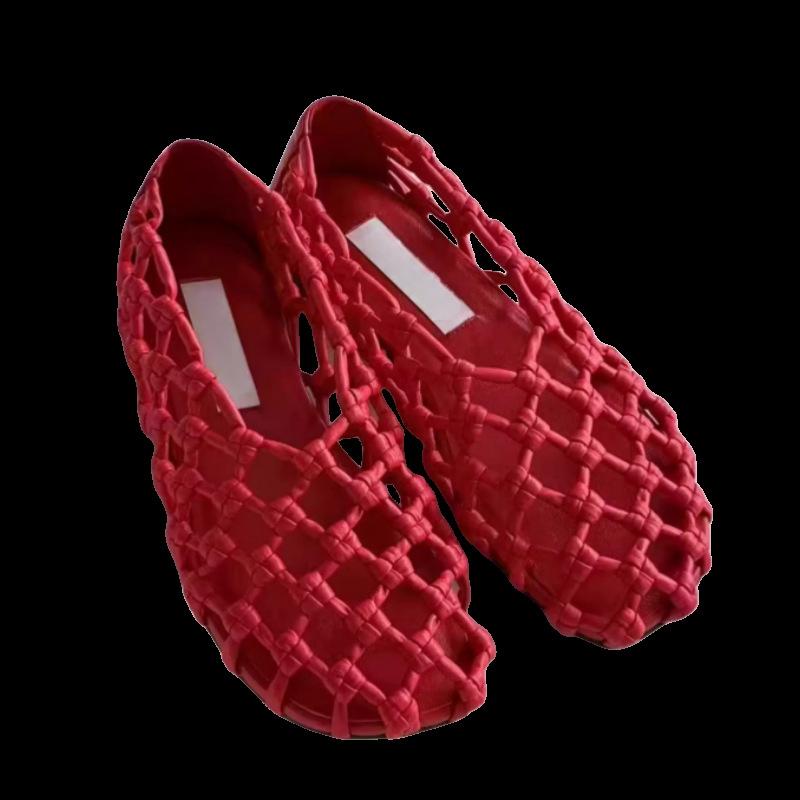 Lazy Single Shoe Tide 2025 Summer New Fashion Versatile One Pedal Casual Woven Fishing Net Rope Knot Mesh Shoes Women