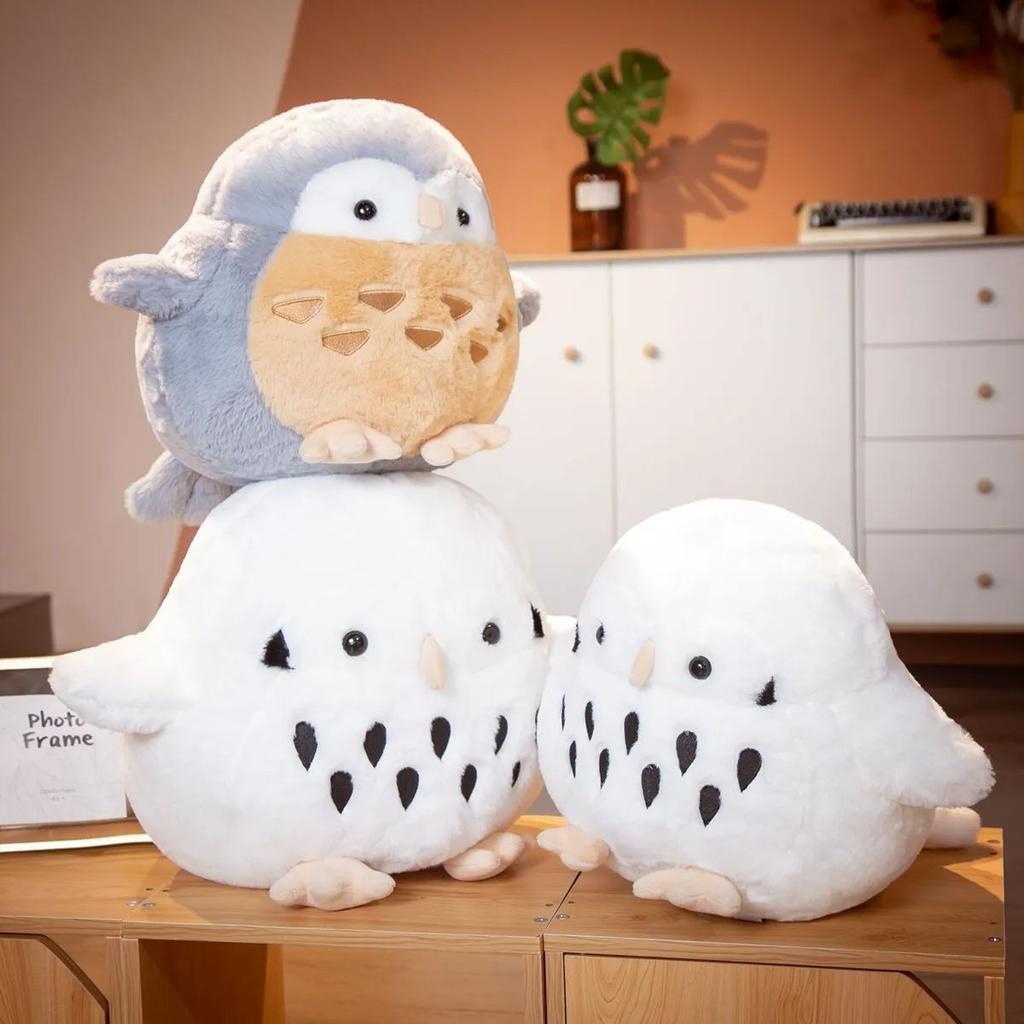 35-45CM Cartoon Round Rolling Owl Stuffed Animal Plush Toy Cartoon Bird Children's Sleeping Doll Christmas Gift