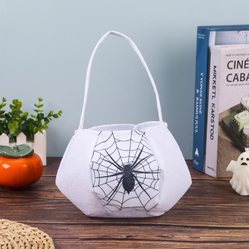 Spider Handle Basket Handle Halloween Goodie Bag Halloween Trick-Or-Treat Bag Black Kids Candy Bag For Party Trick-Or-Treat