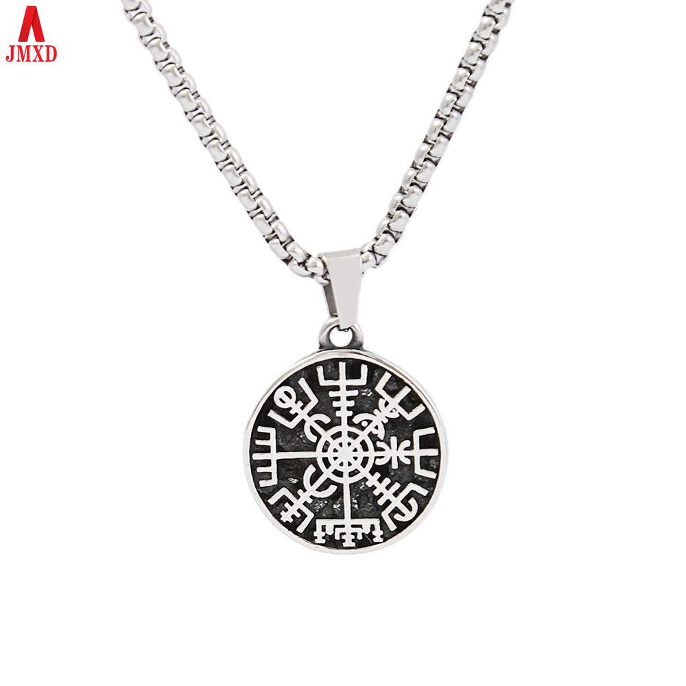 

JMXD-Nordic ювелирные изделия, кулон с компасом из нержавеющей стали, логотип Odin, мужское ожерелье из титановой стали, выцветающий медальон