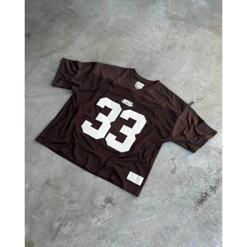Mens Womens Loose Fit Breathable Mesh Sport Tee With Foil Print Casual Short Sleeve T-Shirt