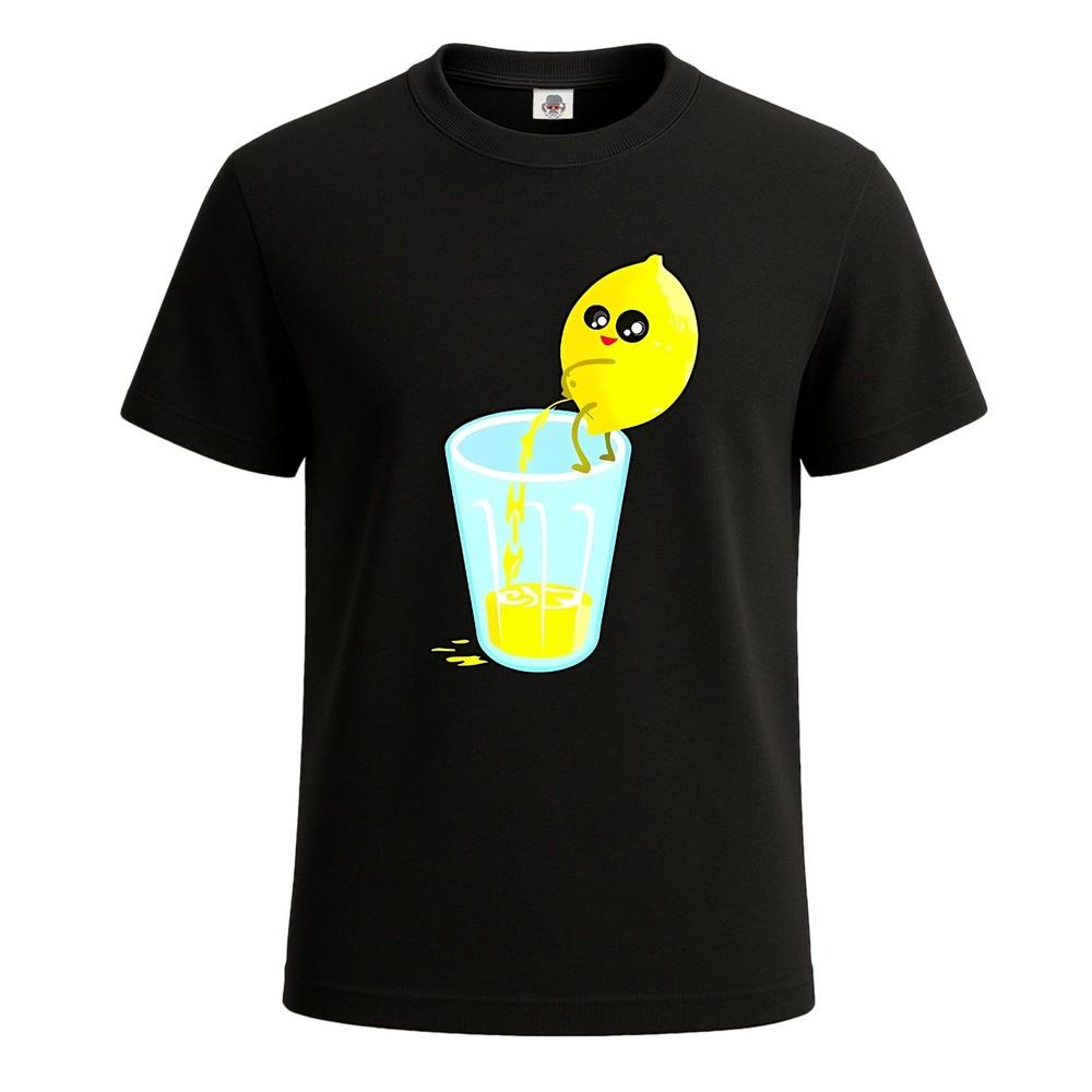 Lemon Pees In Glass Lemon Character Print Mens T Shirt Joke Gift Funny Tee Top