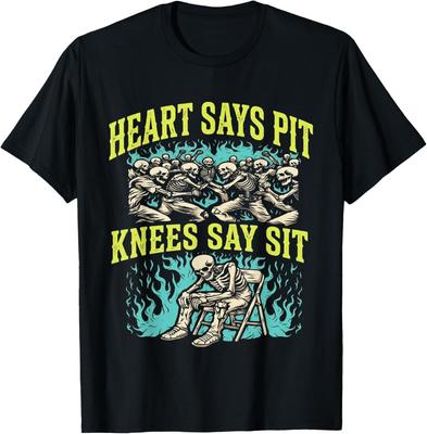Heart Says Pit Knees Say Sit Skeleton Funny T-Shirt