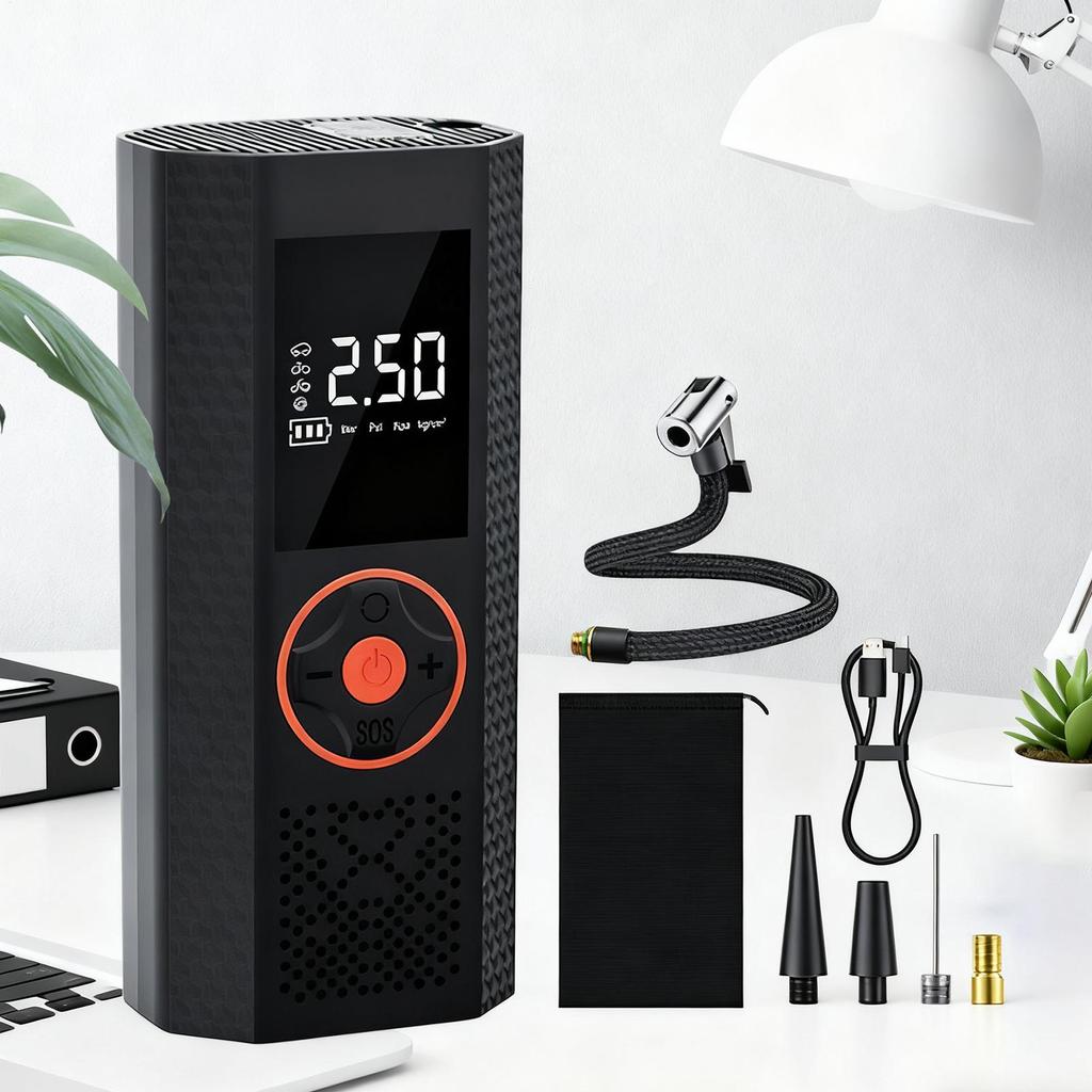 Portable Air Pump Rechargeable Cordless Auto Shut Off Car Tire Inflator Bike Pump For Motorcycle Bike Vehicle Electric Scooter