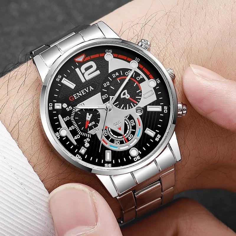 Watch Men's Set Gift Dial with Calendar Steel Belt Men's Watch Business Luminous Watch