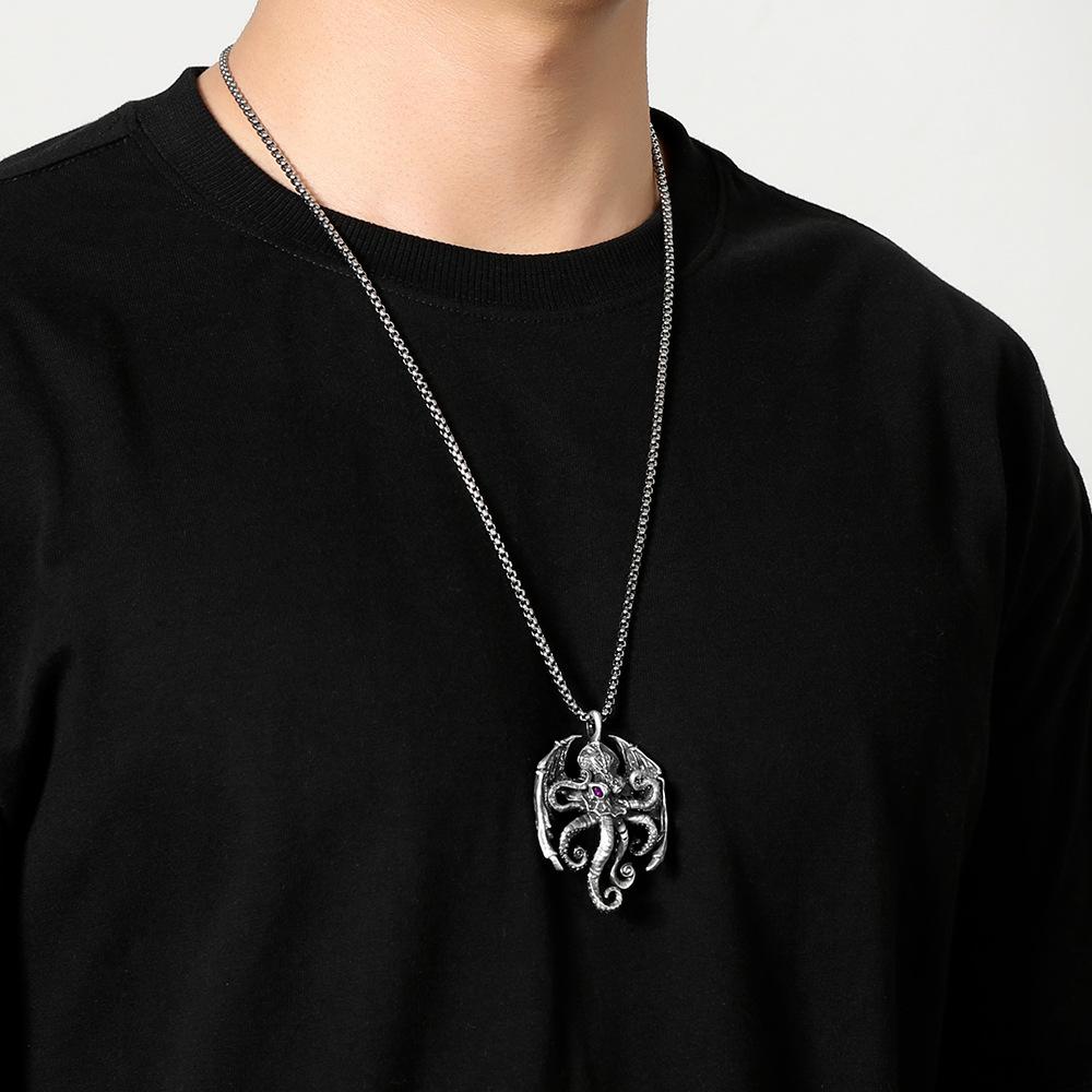 Cthulhu Mythical Octopus Sea Monster Pendant European and American Men's Punk Style Necklace Jewelry