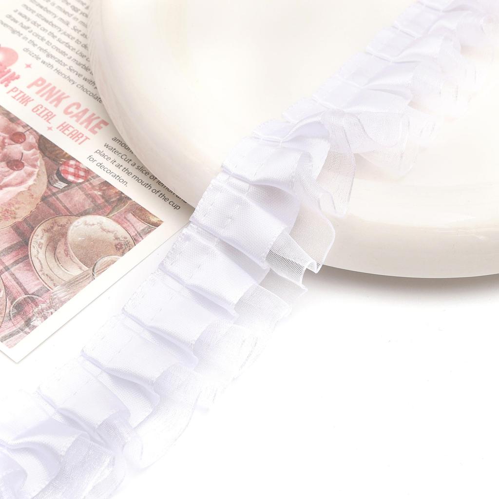 [1m] Double-layer Pleated Lace Snow Gauze Lace DIY Princess Dress Lace Flower Accessories